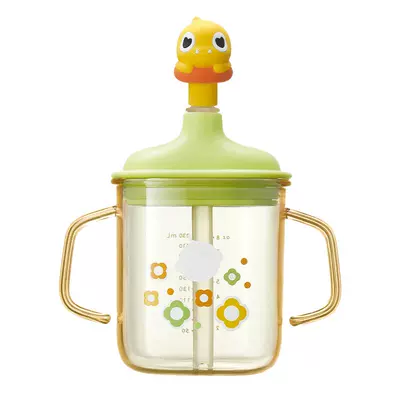 babycare儿童牛奶杯1-2-3岁以上宝宝喝奶瓶PPSU刻度直饮吸管水杯