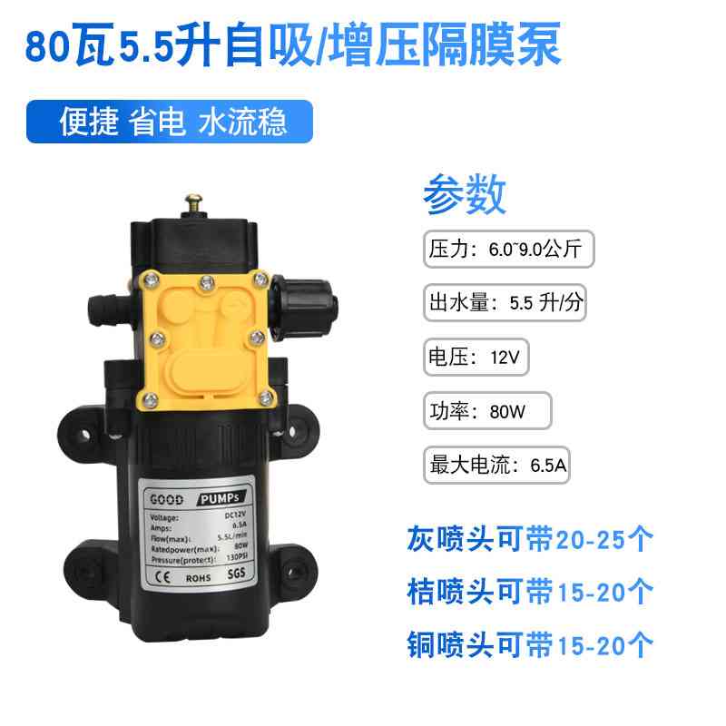 雾化喷头增压泵+高压12v自吸泵花园喷雾器大流量隔膜泵220v喷雾头
