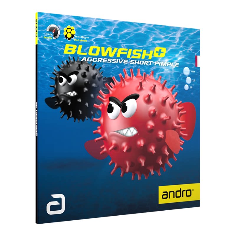 Andro岸度乒乓球胶皮球拍正胶套胶气泡鱼毒河豚Blowfish+颗粒生胶
