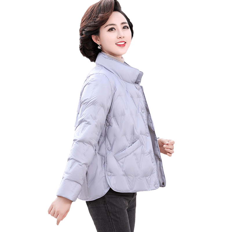 妈妈冬装短款洋气羽绒服白鸭绒女