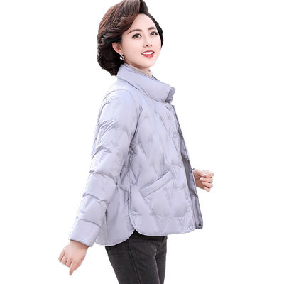 妈妈冬装短款洋气羽绒服白鸭绒女