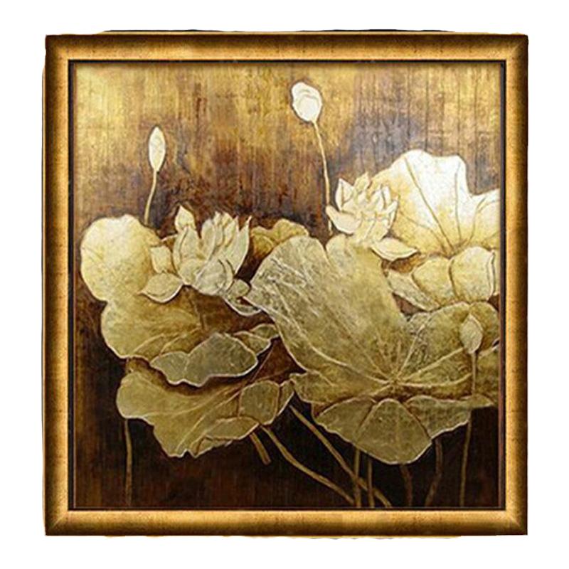 东南亚风贴金箔三联纯手绘油画