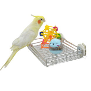 鹦鹉站台不锈钢休息互动吃喝平台站网扩充鸟笼空间攀爬网配件用品