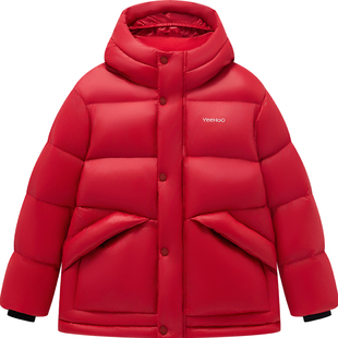 【新年服】英氏红色女童羽绒服冬季加厚儿童中大童新年拜年服外套