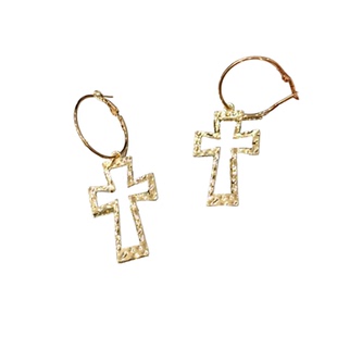 欧美复古镂空金属十字架耳环女辣妹夸张个性耳钉耳圈新款甜酷耳饰