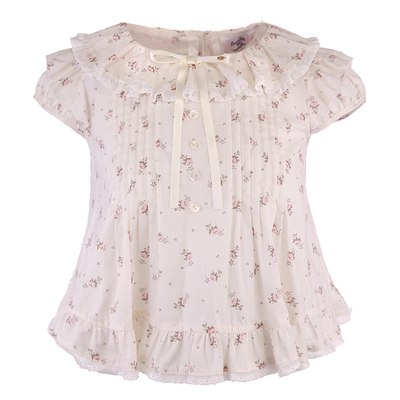 法式宽松复古小碎花全棉娃娃衫