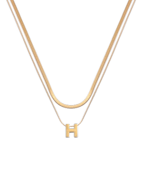H字母双层项链钛钢不掉色毛衣链