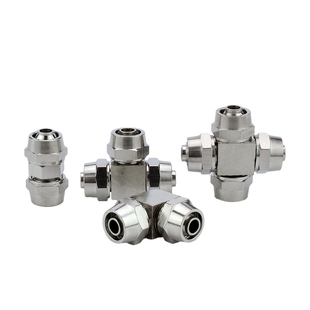 气管快拧接头PC8-02直通PL弯头PE三通气动软管铜快速水管锁母外丝