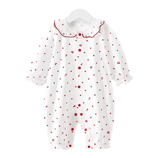 汤尼倍儿婴儿连体衣夏季女宝宝薄款长袖空调服新生儿衣服纯棉哈衣