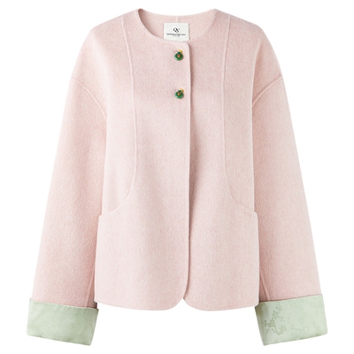 秋水伊人绵羊毛短新中式毛呢外套