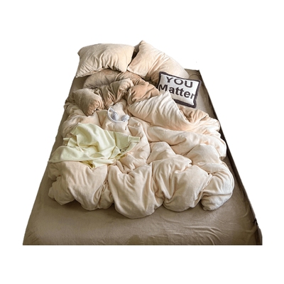 撞色四件套牛奶绒加厚保暖高级