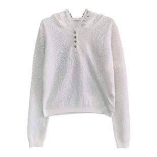 芭依璐2026春装新款毛衣蕾丝拼接洋气别致长袖针织衫V领百搭上衣