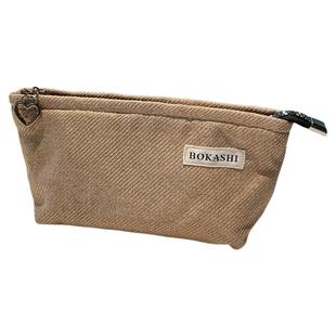 2025新款麻布高级感大容量便携式化妆包女旅行化妆品收纳包手拿包