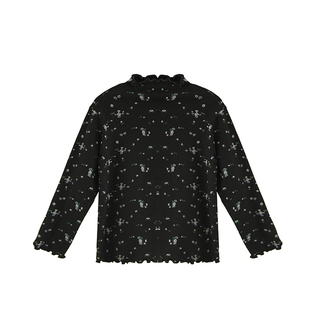 砚台家女童木耳边打底衫春秋儿童碎花上衣宝宝长袖T恤半高领T