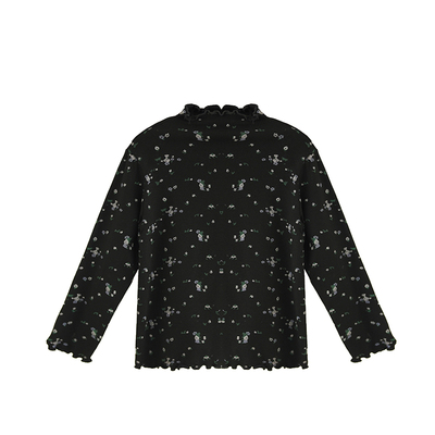 砚台家女童碎花木耳边打底衫