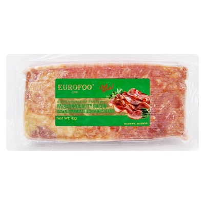 EUROFOO精选培根1kg*12整箱早餐三明治汉堡煎烤猪肉片手抓饼烧烤