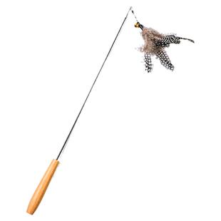 CFA赛级伸缩逗猫棒猫咪玩具替换头长杆羽毛耐咬木柄幼猫自嗨玩具