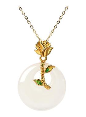 宫里上新平安扣天然玉髓项链