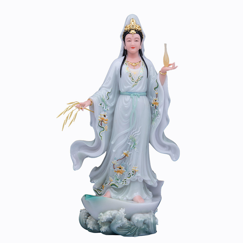 汉白玉观音佛像家用供奉摆件
