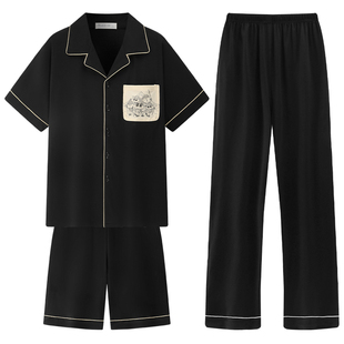 宫蝶【3件套】蜡笔小新纯棉男士家居服套装夏季简约休闲短袖睡衣