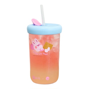 AKS GUDONG | 高硼硅吸管玻璃杯耐高温新款高颜值喝水杯子牛奶杯