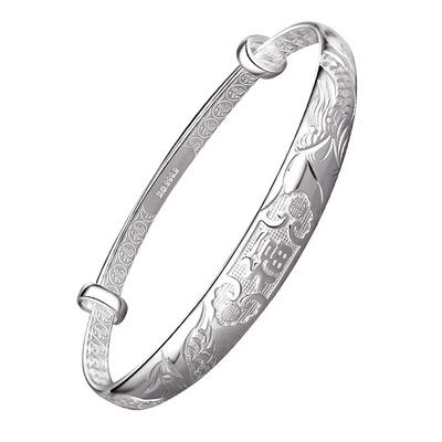 实用礼物|9999纯银实心龙凤手镯