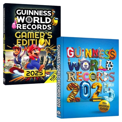英文原版 Guinness World Records 2025吉尼斯世界纪录大全+游戏版 全彩大开本 儿童科普 探索世界 百科 青少年课外读物