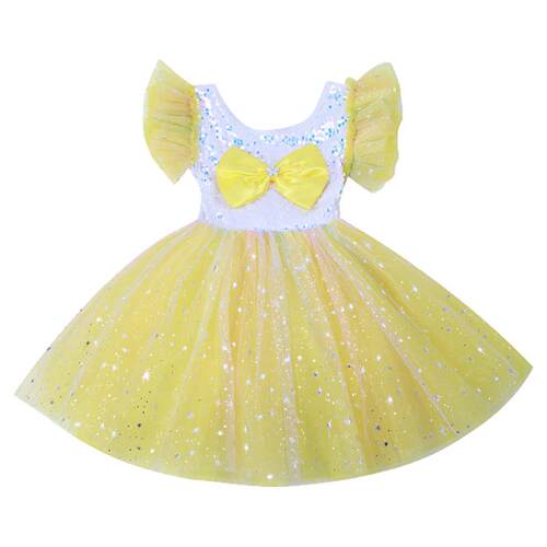 六一女童公主裙演出服快乐的小星星黄色蓬蓬纱裙幼儿园舞蹈表演服