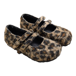 柒步森林内增高加绒勃肯双扣玛丽珍鞋学院豹纹棉鞋冬复古单鞋子女