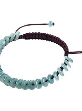 High-grade Natural A Goods Jadeite Blue Water Peace Buckle B