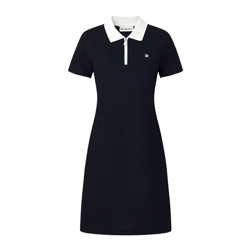 【夏季新品】GOLDEN BEAR/金熊女装2026新品POLO领短袖针织连衣裙