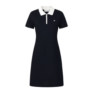 【夏季新品】GOLDEN BEAR/金熊女装2026新品POLO领短袖针织连衣裙