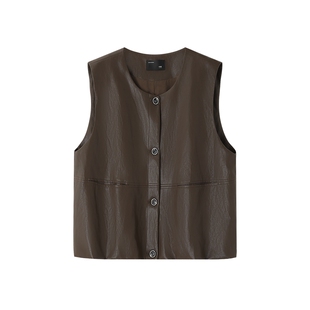 时然大码女装复古无袖马甲25秋冬新款微胖MM宽松显瘦叠穿坎肩背心