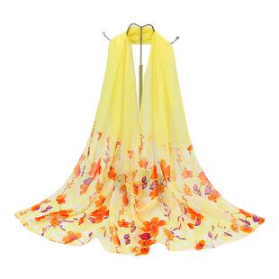 春秋新款韩版雪纺丝巾女百搭装饰薄款印花纱巾送妈妈长款围巾披肩