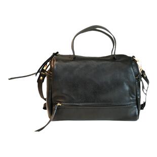 葱木 小众复古黑色植鞣牛皮质感三用通勤包女 波士顿包上班斜挎包