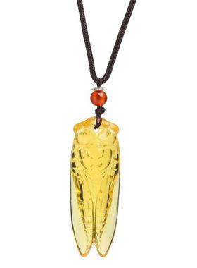 天然黄水晶知了玉蝉紫水晶潮男