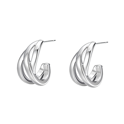 几何缠绕金属半圆c形耳环