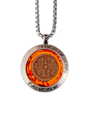 龙虎山文创山鬼花钱唐卡项链