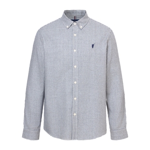 【100%纯棉】POLOWALK男装长袖衬衫2025秋季新品细格子休闲衬衣男