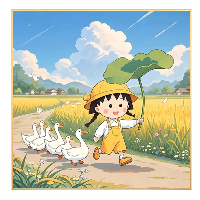 樱桃小丸子2026新款钻石画方钻满钻卡通动漫人物女孩粘点钻十字绣
