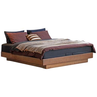 源氏木语现代简约橡木箱体床