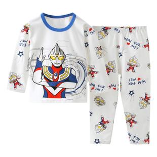 儿童秋衣秋裤套装纯棉a类男童内衣全棉奥特曼宝宝莱卡棉保暖睡衣