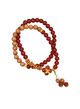 红玛瑙檀木双圈串珠手链新中式