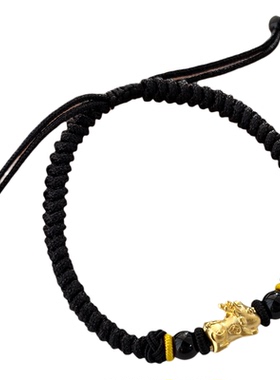 萌宝宝貔貅足金黑玛瑙手绳送男友