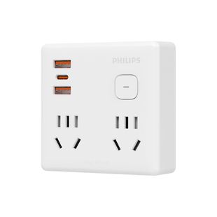 [曹颖甄选]飞利浦86转换插座分控USB快充超薄无线带开关插座