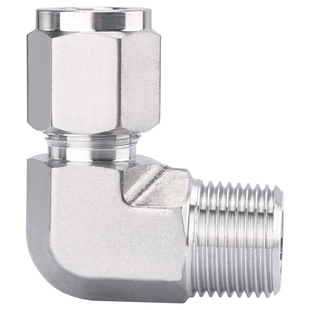 316不锈钢高压双卡套弯头直角90度终端外螺纹/中间免焊接钢管接头