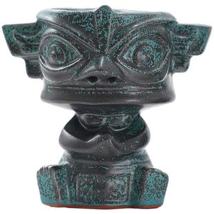 三星堆文创纪念品摆件国风倒流香炉家用室内纯铜香薰炉香插底座