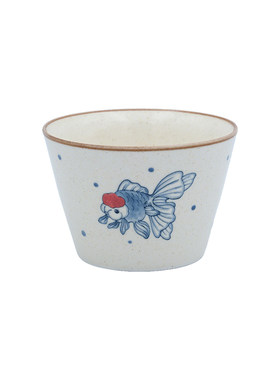 旷野集青花手绘金鱼猪口杯300ml