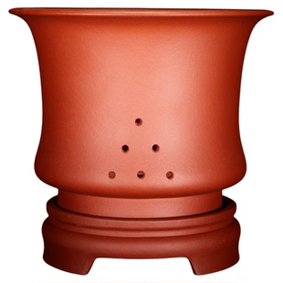 兰花盆紫砂盆手工精品大号带座君子兰剑兰盆景素盆茶几室内透气孔