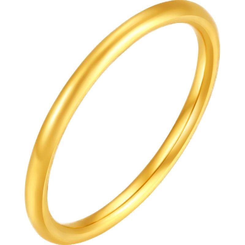 周大生实心黄金戒指女足金三生三世情侣订结婚素圈尾戒送男女友礼
